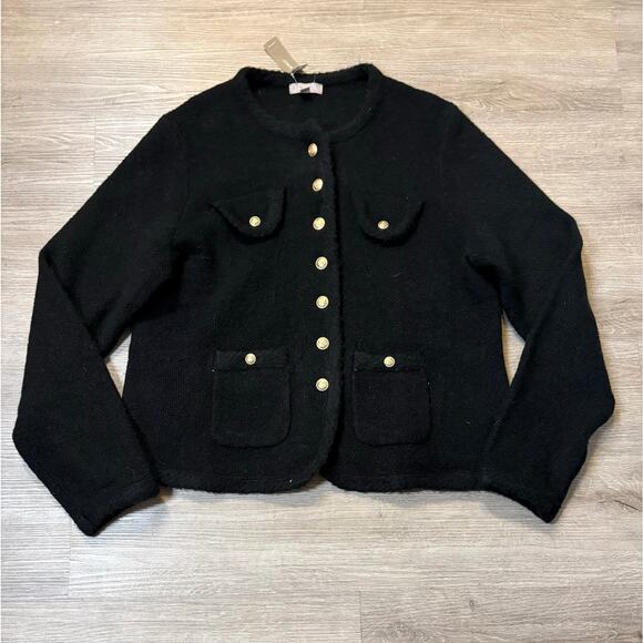 NWT J. Crew Lady Jacket Textured Merino Wool Cardigan XL Gold Buttons Preppy - Picture 2 of 15